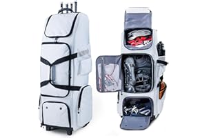 VIGEGARI Verbesserte Baseball-Tasche mit stabiler harter Rückseite – große Softball-Tasche mit Rollen für 4 Schläger, große Teamausrüstung, Duffle-Bat-Tasche, Catcher-Ausrüstungstasche für Jungen 8–12