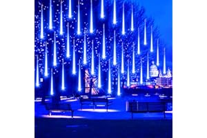 Guirlande Lumineuse Exterieure Noel, AUINSKY Lumières de Pluie de Météores, 50 CM 10 Tubes 400 LED, Étanche IP65, Guirlande Noel Exterieur pour Décoration de Noël, Jardin, Mariage, Fête (Bleu)