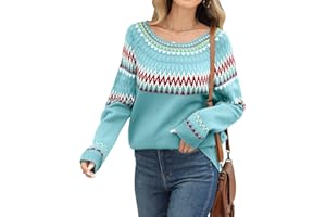 PASUDA Sweter damski na co dzień, okrągły dekolt, sweter z dzianiny, ciepły, miękki, luźny sweter zimowy, sweter damski, z nadrukiem, sweter