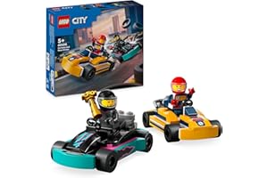 LEGO City Go-Karts and Race Drivers, Racing Vehicle Toy Playset for 5 Plus Year Old Boys, Girls and Fans of Race Car Toys with 2 Driver Minifigures, Small Gift for Preschool Kids 60400