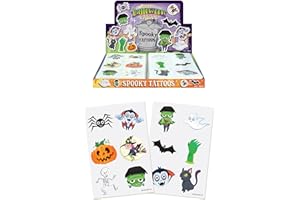 Henbrandt 48 x Mini Temporary Tattoos for Children 12pc Packs Kids Halloween Party Bag Favours Loot Bag Fillers Spooky Lucky Dip Trick or Treat Favours for Boys and Girls