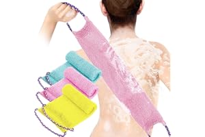 ‎TENQUAN TENQUAN 3PCS Afrikanisches Peeling-Netz Afrikanischen Netzschwamm mit Stiel Sapo Schwamm für Rückenschrubben Weiche Strapazierfähige für Das Tägliche Baden Männer Frauen (Rosa Grün Gelb)