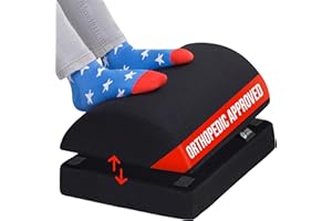 5 STARS UNITED Foot Rest Under Desk Cushion - Adjustable Height 15 cm - Foot Stool - Premium Ergonomic Pad for Extra Leg Support - Breathable Mesh Cover - Non-Slip Bottom - Home Office Accessories