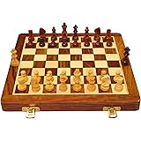 Simran Handicrafts Palm Royal Handicrafts Best Folding Handmade Wooden Chess Board Set With Magnetic Pieces With Extra Queen