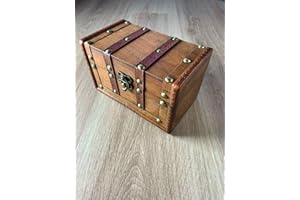 NA1 Treasure Chest Vintage Wood Chest Storage Box / Wooden Decorative Box Whit Lid Small