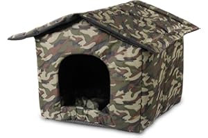 Yajimsa Outdoor Winter Cat Kennel, Foldable Portable Dog Kennel, Cave Cat Shelter, Outdoor Waterproof Cat Shelter with Removable Cushion, Warm Winter Shelter for Cats Dogs