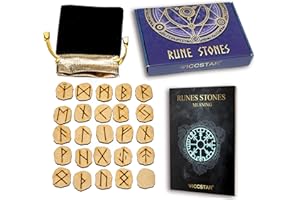 WICCSTAR 25 in Rune Pietra celtiche Stone Set Borsa con Layout. Rune Stones