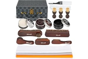 JDOMALL Kit de cuidado de zapatos,kit de betún para zapatos-Abrillantador de zapatos negro,marrón y neutro con cepillos,paño de pulido y más-Regalo perfecto para el kit de cuidado de zapatos y botas de cuero