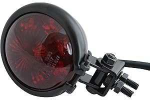 Alchemy Parts Tylne światło hamowania LED na motocykl, czerwone szkło do motocykla, błyszczące, czarne