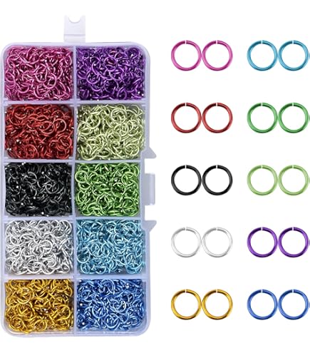 WEWAYSMILE 2040 stks 24 Kleuren 10mm Aluminium Draad Open Jump Ringen, Gemengde Grootte Ronde Ring Connectors, Aluminium Sieraden Connector Ringen, voor Sieraden Kettingen Armband Hanger Maken DIY