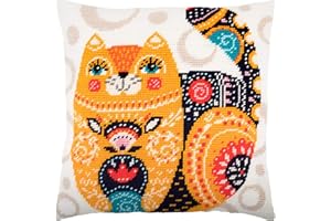 BRVSK Kit point d'aiguille Chat de l'Art Nouveau. Taie d'oreiller 16×16" Toile imprimée Tapisserie Qualité européenne