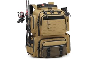 BlesMaller 50L Angelrucksack mit Rutenhaltern Angeltasche wasserabweisend Angel Rucksack für Angelausrüstung (Ohne Köderbox)