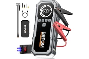 BRPOM Starthilfe Powerbank für Pkw mit Kompressor 160PSI,8000A 26800mAh Auto Starthilfe Powerbank für All Benzin und 12.0L Dieselmotor,Starter Powerbank Eingang/Ausgang und 600LUM LED-Licht