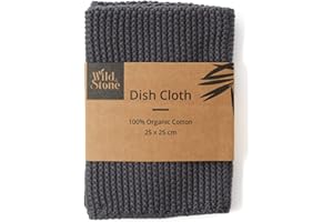 Wild & Stone | Strofinaccio in cotone biologico | Panno da cucina ecologico | Panno per la pulizia biodegradabile e compostabile (Grigio Ardesia)