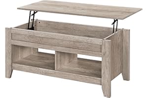 ‎YAHEETECH Yaheetech Couchtisch Höhenverstellbar Kaffeetisch Wohnzimmertisch mit Ablagefach Sofatisch Beistelltisch Teetisch aus Holz, Grau