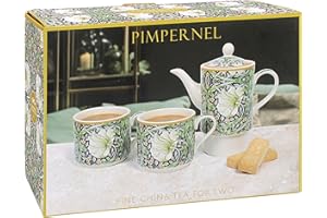 The Leonardo Collection William Morris Pimpernel Tea for Two | Ceramic Teapot and Cup Set | Beautiful Gift for Home and Office | Stylish Printed Teapot, Mulitcolour