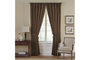 Elrene Home Fashions Versailles Faux-Silk Room-Darkening Curtain Panel, Blackout Curtain with Rod Pocket, 52 Inches by 95 Inches, Chocolate Brown, 1 Panel