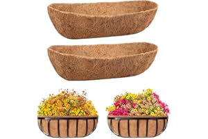 Riare 2Pcs Trough Coco Coir Liners 24Inch Coconut Coir Hanging Basket Liner for Planters Natural Coco Fiber Window Box Liners for Wall Planter, Window Basket Deck Railing Planter (2, 24inch)