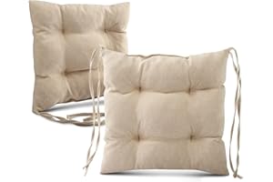 MG Design Set of 2 Garden Chair Cushions with Ties – 16 x 16 in (40x40 cm) – Soft & Durable Outdoor Seat Pads