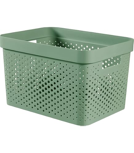 Rotho Country Boîte de rangement 28l en rotin, Plastique (PP) sans BPA