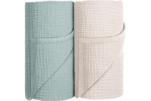 SUSURRATION Muselina 100% Algodón Mantas Grandes para Bebés,Mantas de Recepción Transpirables Súper Suaves para Bebés Unisex Niños y Niñas100x100cm (Verde Claro)