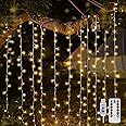 suddus Curtain Lights for Bedroom, 200 Led Hanging String Lights Outdoor, Fairy Curtain Light Indoor for Christmas, Dorm, Wall, Backdrop, Window, Wedding, Party, Brithday Decor, Warm White