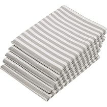 Set De 5 Torchons ZOLLNER 50x70 Cm - Coton 215g/m², Rayé Noir Et Blanc | Qualité Hôtelière