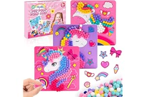 Dancial DIY Einhorn Spielzeug Pom Poms Kunst, Kleinkind Kunsthandwerk für Kinder Alter 3-5, Kinder Crafts Spielzeug DIY Aktivität, Geschenke für Mädchen im Alter von 3, 4, 5, Macht 3 Kunstwerke