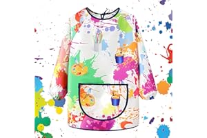 AhLmA 1 fartuch malarski dla dzieci, z kieszenią, regulowany kołnierz z klamrą, fartuch dla dzieci, wodoodporny fartuch malarski, odporny na zabrudzenia, fartuch do malowania, gotowania, na imprezy,