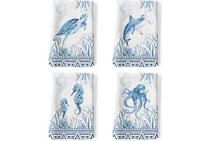 ‎ARQUIEL Arquiel Küchentücher Baumwolle 4 Stück, Geschirrtücher 100% Baumwolle Ozean Tier Küchenhandtuch Set Multi-Purpose Hochwertige Küche Trockentuch Bar Handtücher 48 x 70CM