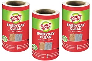 Scotch-Brite Recharge pour Rouleau Anti-Peluches, Brosse Adhésive - Lot de 3 Recharges, 56 Feuilles - Fonctionne Très Bien sur Les Poils d'animaux, Les Vêtements, Les Meubles et Plus Encore