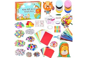kramow Kits de Manualidades para Niños, Juego de Manualidades con Bolsa con Cordón,Pompón, Limpiapipas, Pluma, Cuentas, Actividades Creativas, Juguetes Educativos Regalo para Niño Niña 5 Años +