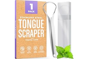 BASIC CONCEPTS Tongue Scraper, Reduce Bad Breath (Medical Grade), Stainless Steel Tongue Cleaners, Metal Tounge Scrappers, Tongue Scraper Cleaner for Fresh Breath (One Pack)