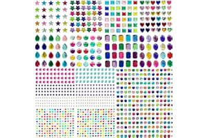 14 Fogli Autoadesivi Strass, ARPDJK 1782 Pezzi Strass Adesivi, Gemme Colorate si Attaccano in Diverse Forme per L'artigianato DIY, Creazione di Biglietti, Cornici