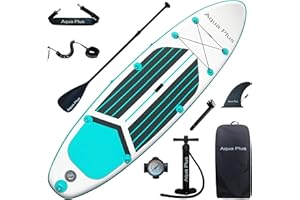 Aqua Plus Sup Inflable de 15cm de Grosor para Todos los Niveles de Habilidad, Paleta Ajustable, Bomba, Mochila de Viaje ISUP, Tabla de Remo Inflable para jóvenes y Adultos