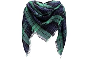 Kakaly Women Tartan Scarf - Winter Plaid Blanket Scarfs Warm Large Triangle Shawl Wrap Cashmere Soft Checked Ladies Scarves Gifts