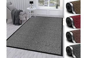Abaseen Door Mat For Indoor & Outdoor Washable Large Kitchen Barrier Mat Heavy Duty Non-slip Rubber Back Entrance Rug Shoes Scraper Super Absorbent Front Door Mat Carpet (120x180 cm, Grey)