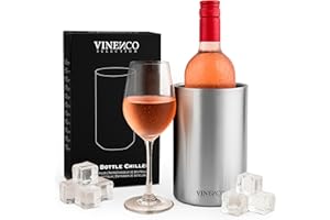 ‎VINENCO VINENCO Weinkühler Edelstahl Flaschenkühler Sektkühler Champagner Wein Kühler doppelwandig isoliert | Weinflaschenkühler Getränkekühler Weißwein | Geschenk-Set Männer Frauen Weinzubehör Geschenkidee
