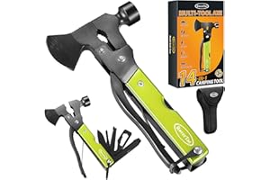 RoverTac Siekiera wielofunkcyjna, prezenty dla mężczyzn, prezenty dla taty, prezenty dla męża, siekiera wielofunkcyjna 14 w 1, prezenty wielofunkcyjne na kemping, wędrówki, przetrwanie