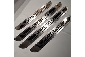 Ever TA 4 Pièces Plaques Plinthes en en Acier Inoxydable pour Peu-geot 308 208 508 207 3008 2008 307, Voiture Seuil de Porte Door Sill Contre Les Rayures Protection Accessoires, Silver