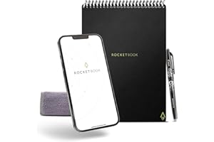 ‎ROCKETBOOK Rocketbook Flip Wiedervervendbares Digitales Notizbuch - Executive A5 Schwarz - Elektronischer Notizblock Ringbuch mit Linien und Punktraster - inkl. Pilot FriXion Stift und Mikrofasertuch