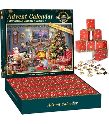 Adventskalender Puzzle 2024 – 1008 Teile In 24 Boxen, Countdown Bis Weihnachten Für Erwachsene & Kinder