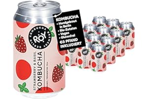 ‎ROY KOMBUCHA BREWERY BERLIN ROY Raspberry Kombucha Bio, 12 Dosen à 330 ml Bio Kombucha mit Himbeere, handgefertigt in unserer Berliner Brauerei, vegan, glutenfrei, laktosefrei, 12er Pack, inkl. 3,00 € Pfand