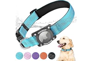 AgoumLux Collare Cane Airtag Integrato Apple Air Tag Supporto Impermeabile Collari Riflettente e Regolabile per Cani Grande, Media e Piccola