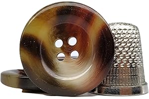 BOTIBOTON SL Bottoni di corno per camicie - giacche - cappotti (ecrù - grigio - marrone) - 5 misure - Accessori per il cucito - Prodotto e spedito da Spagna (Marrone, 25 mm)