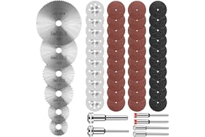 SHENGBENHAO Set di 52 dischi per taglio diamantati e dischi da taglio HSS in resina, con gambo da 1/8' per legno, metallo, plastica, pietra