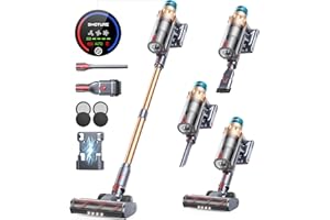 SMOTURE Cordless Vacuum Cleaner, 550W 45KPA Stick Vacuum with Touch Screen, Up to 60 Mins Runtime, Self-Standing Vacuum with Auto Mode, Lightweight Vacuums for Hardwood Floor Carpet Car Pet Hair