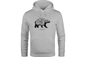 Neverless Hoodie Herren Bär Abenteuer Berge Wald Bear Mountains Adventure Kapuzen-Pullover Männer