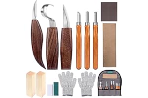 JANE CHOI Set di coltelli a gancio per intaglio su legno 14 in 1 Kit per intaglio Strumenti per intaglio su legno, coltello a gancio per intaglio