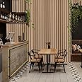 Trafagala 3D Effect Wood Slats Wallpaper Light Oak Grating Wooden Stripe Grain Natural Panels for Walls Wood Effect Wallpaper Wooden Slats Panelling Wall Paper Roll